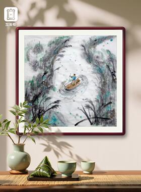 新中式客厅装饰画山水画田园风景中国画写意画迎客松字画客厅酒店