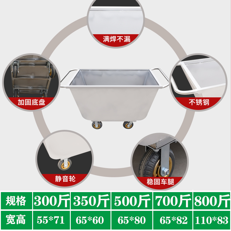 不锈钢饲料车手推车养猪喂料车养殖场推料车饲料推车猪场料车设备 - 图2