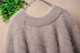 Khaki puff sleeves thickened loose pullover stripes