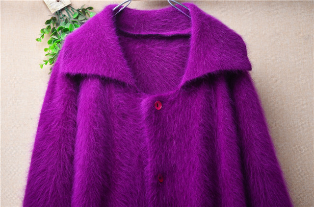 Aike winter thickened mid-length ins long-haired mink purple doll collar Korean style loose lazy coat for women 10