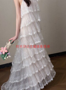 轻婚纱女2026新款吊带亮片超仙绝美蛋糕裙气质森系订婚晨袍礼服裙