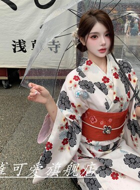 神明少女和服女拍照服装正装传统复古风改良连衣裙日式山茶花和服