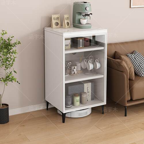 精致咖啡机置物柜落地家用小户型客厅靠墙扫地机收纳柜储物餐边柜 - 图0