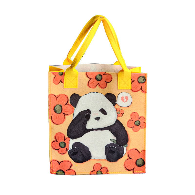 熊猫文创花花手提袋毛毡礼品袋伴手礼购物袋成都基地纪念品手拎袋,淘宝优惠券,粉丝福利购,淘宝优惠卷