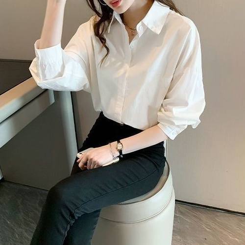 白衬衫女春装2024年新款设计感小众上衣休闲打底长袖内搭叠穿衬衣 - 图2