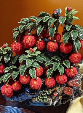 石湾公仔陶瓷满堂红摆件家居玄关客厅荔枝桌面装饰品乔迁新居礼物