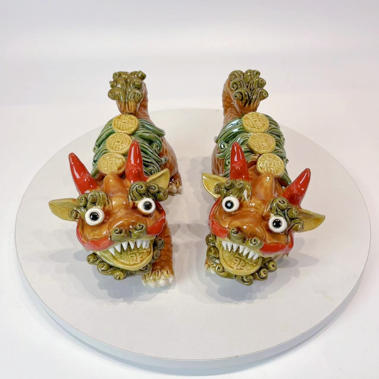 石湾陶瓷麒麟家居工艺品风水玄关招财店铺桌面门厅镇宅吉祥物1对,淘宝优惠券,粉丝福利购,淘宝优惠卷