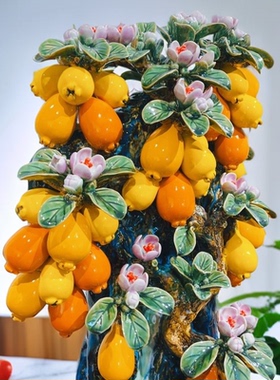 招财纳福枇杷摆件客厅电视柜装饰品乔迁新居开业送礼36×20×68