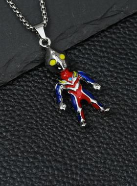 奥特曼项链简约个性高级感滴胶吊坠小众设计百搭卡通人物儿童项链