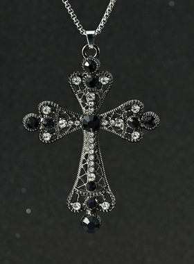 巴洛克珍珠十字架项链女个性百搭