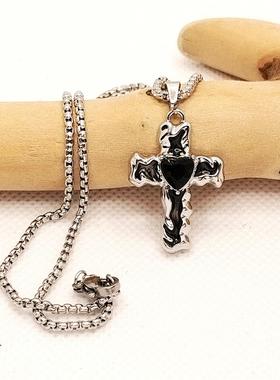 百搭复古小众设计熔岩十字架项链