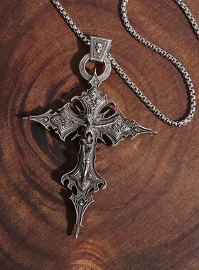 哥特十字架骷髅头项链欧美夸张