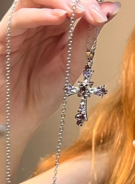 十字架项链女重工镶钻哥特欧美风