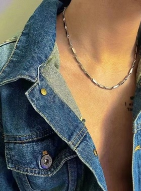 菱形项链男潮嘻哈钛钢链子