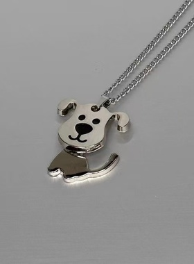 钛钢小狗可摇摆嘻哈项链