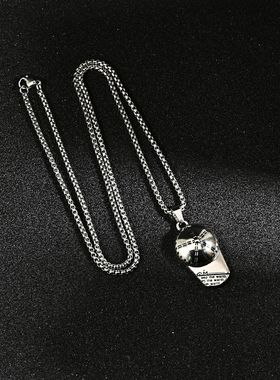 欧美炫酷鸭舌帽项链个性