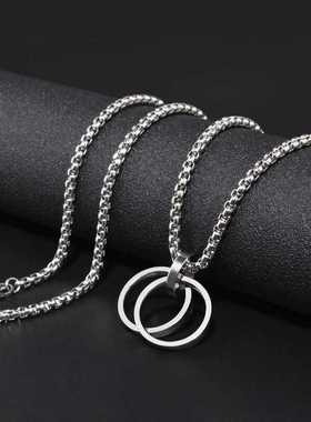 网红韩版嘻哈个性潮人双环吊坠