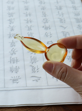 琉璃小葫芦文房笔洗摆件