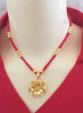 信美之家梅花黄铜镀金红绳子女新