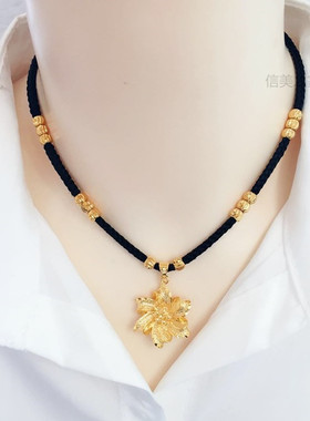 信美之家黄铜镀金黑绳女奢华吊坠