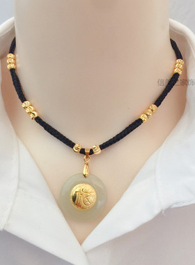 金镶玉ins时来运转女送长辈项链