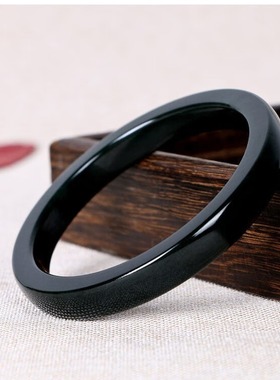 高品质和田玉墨玉方镯黑青色墨玉方镯女款黑墨玉百搭玉石镯子