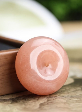 【高品货头】桃花酿平安扣吊坠金丝玉樱花粉色玉石项链女款毛衣链