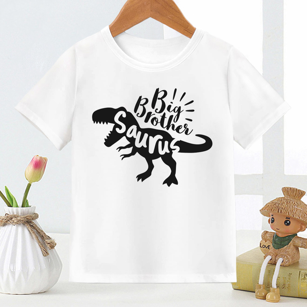 Big Brother Saurus Kids T Shirt 大哥哥大姐姐字母印花儿童T恤 - 图3