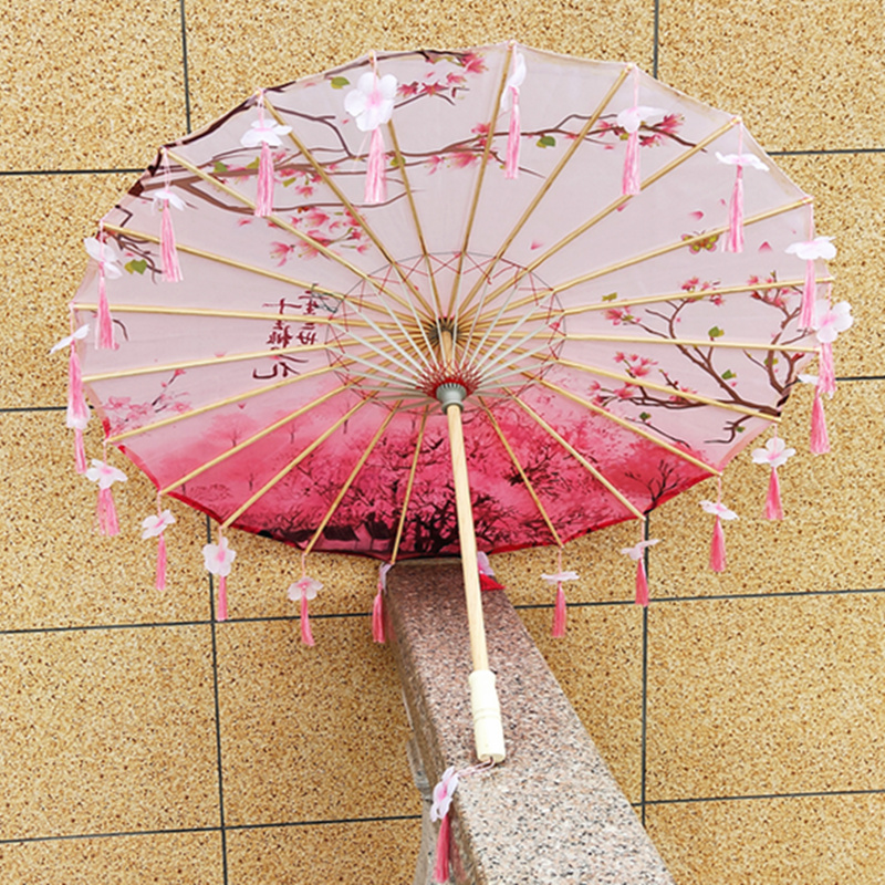 古风花瓣流苏伞防雨古代汉服舞蹈伞装饰道具走秀演出跳舞油纸伞-图0