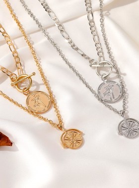 Hot- multi-layer necklace personality retro collarbone chain