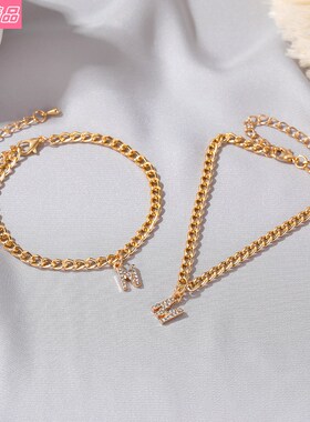 New Anklet Simple shiny diamond English letter foot jewelry