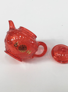 39包邮茶壶红色塑料水晶