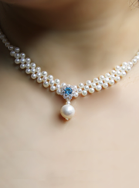 锁骨链遮挡疤痕时尚风天然珍珠