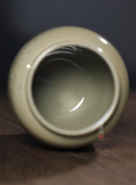 秘色釉禅意家具手工摆件养花小罐