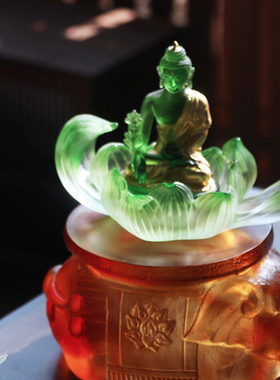 莲花烛台琉璃佛像摆件客厅家用