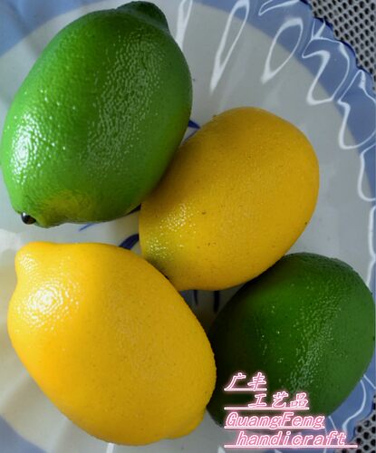 假水果 仿真水果蔬菜食品道具 仿真柠檬 黄柠檬 青柠檬 玩具模型 - 图0