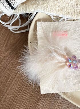 春季新款串珠花朵羽毛儿童发夹发卡边夹