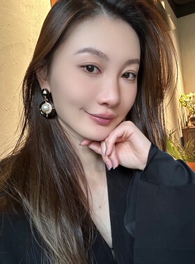 复古夸张珐琅珍珠耳环