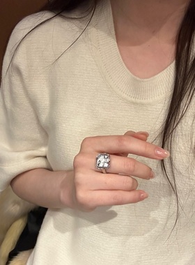 法式复古方形巴洛克开口戒