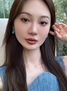 法式复古无边框蔚蓝色耳钉