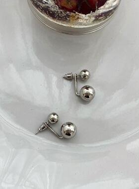 欧美极简大小金球耳钉
