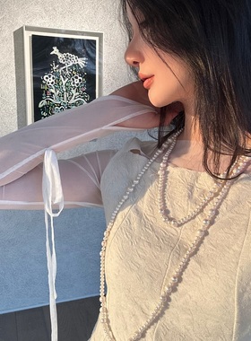 优雅经典天然淡水珍珠双层毛衣链