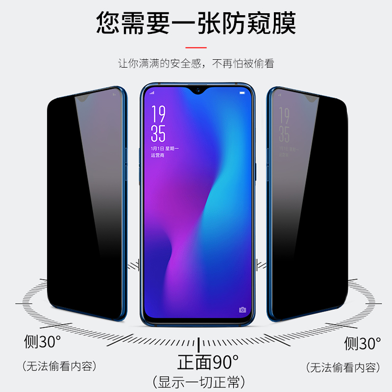 适用全屏防窥膜oppo Reno8Pro+Reno7 reno6 5钢化膜oppoReno4SE 3手机膜renoACE2防偷看5K 2Z保护ace2贴膜-图0