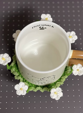 毛线diy钩针小花花翻翻杯垫动物造型编织材料包家居装饰防烫杯垫