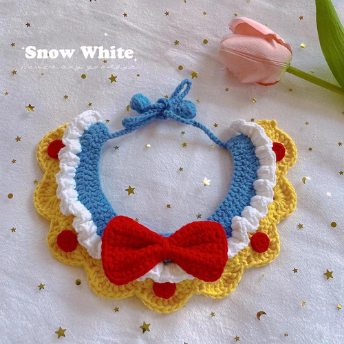 diy手工钩针毛线编织白雪公主宠物口水巾材料包小猫围脖小狗项圈 - 图2