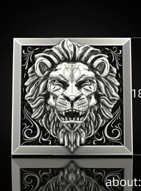 雄狮一带两用霸气复古雄狮子头两件套戒指男可打开抽屉戒指创意戒