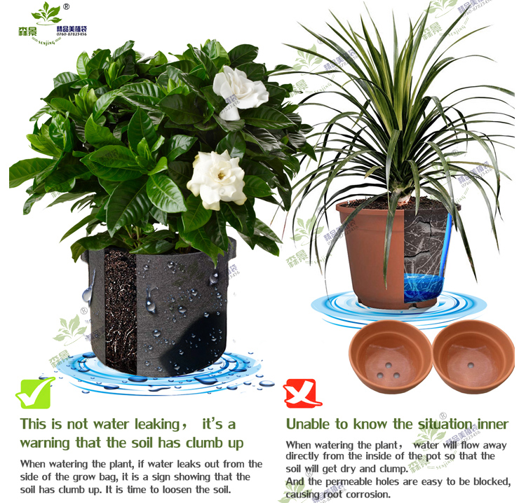 黑色出口美植袋 控根植树袋种植袋 无纺布袋种花种菜育苗箱营养袋 - 图1