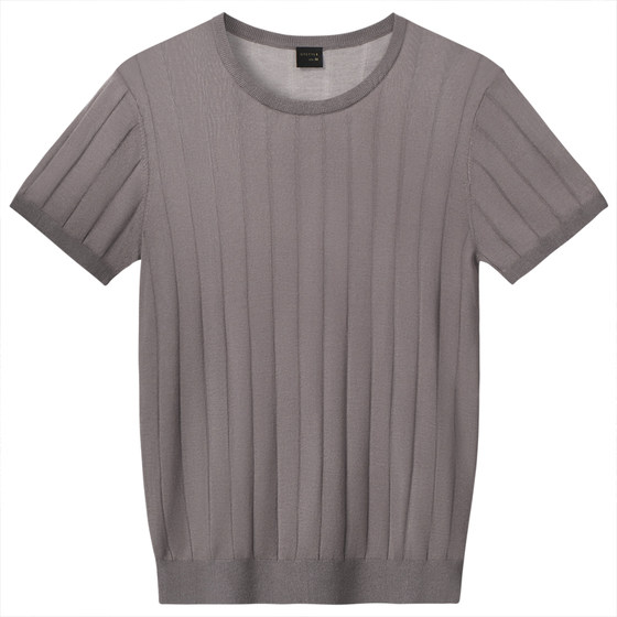 Summer men's knitted ice silk round neck short-sleeved T-shirt