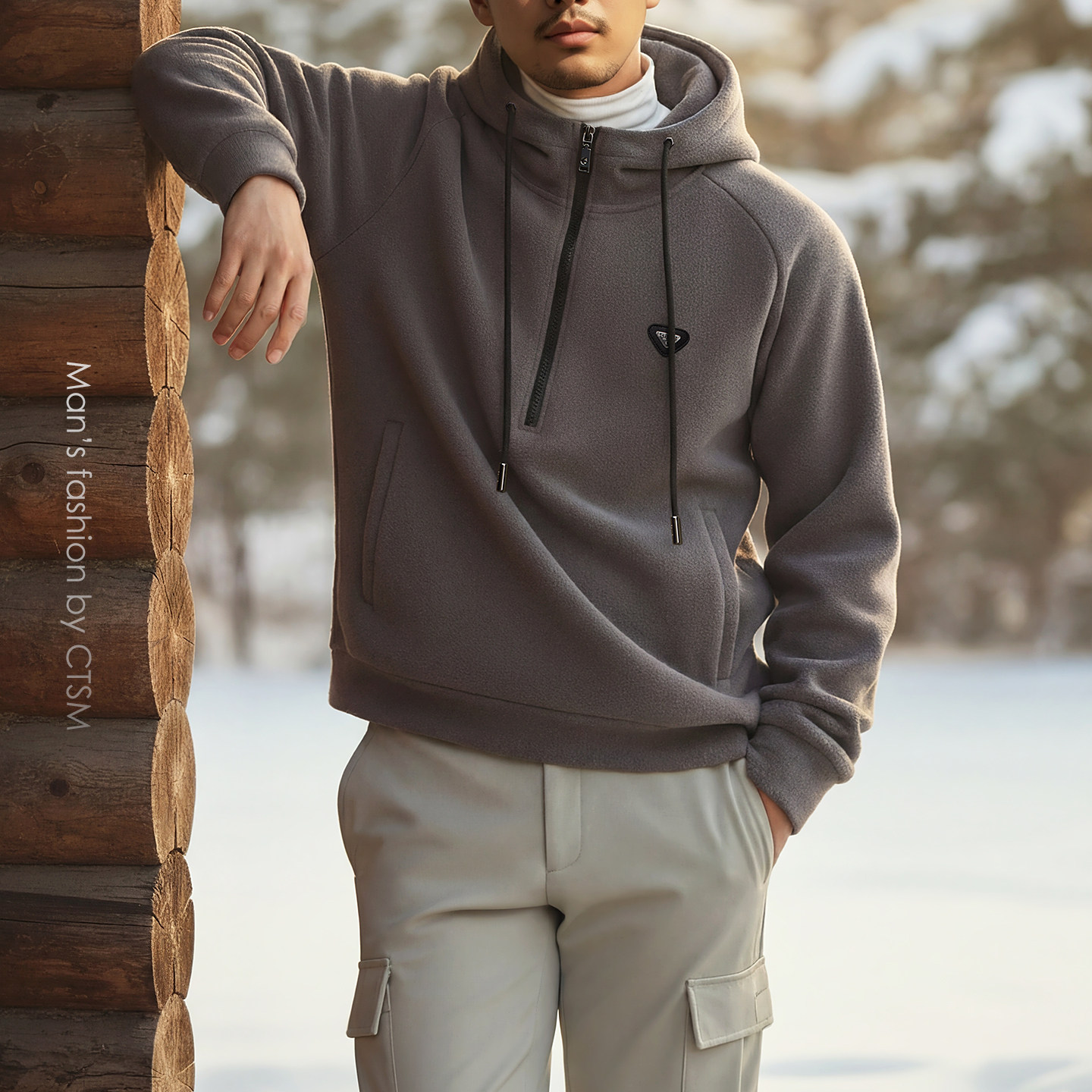 秋冬季男士摇粒绒连帽卫衣加绒休闲仿羊羔毛外套拉链插肩袖帽衫潮,淘宝优惠券,粉丝福利购,淘宝优惠卷