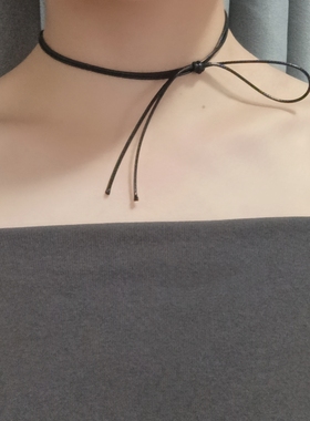 choker脖子饰品气质日韩细颈带原宿锁骨链新款项圈项链女学生黑绳